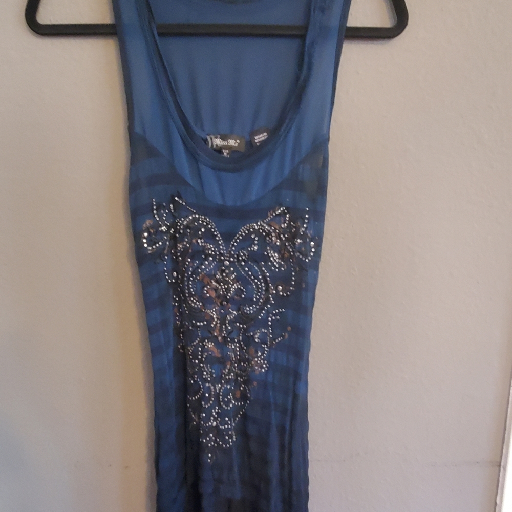 Semi sheer beaded long tank